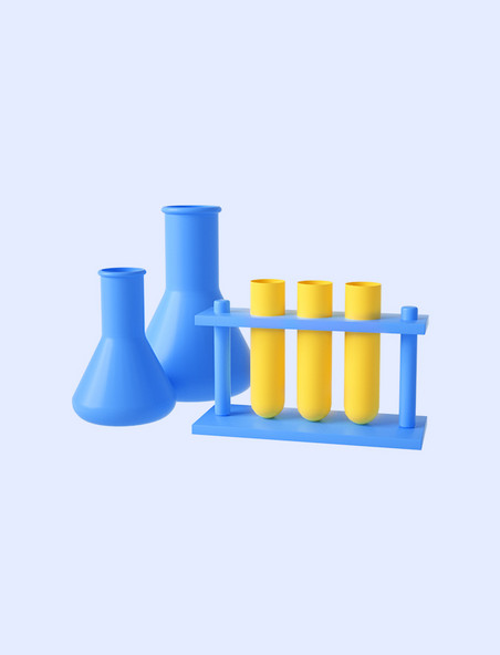 3D立体蓝色C4D开学季化学学科实验试管