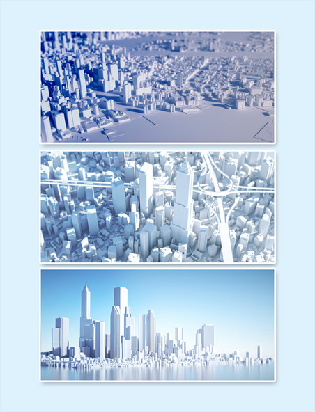 C4D3D立体城市建筑商务背景