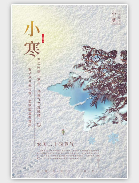 简约中国传统二十四节气小寒海报