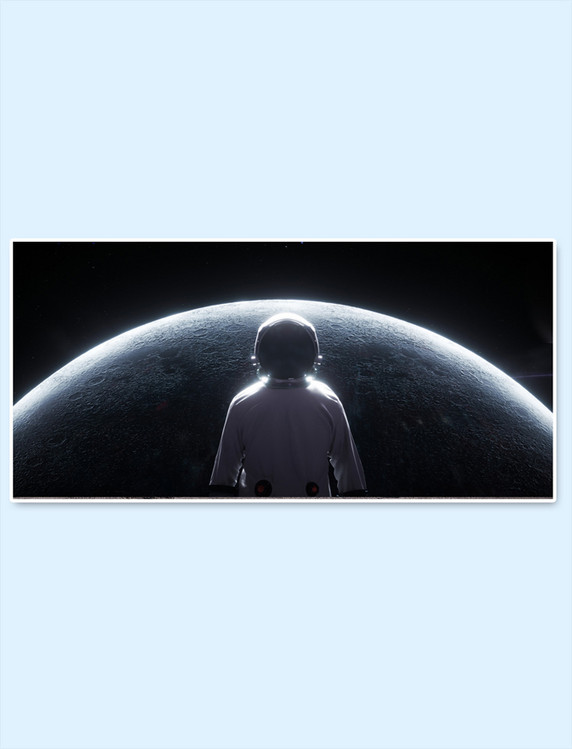 世界航天日太空宇航员黑色写实C4D背景