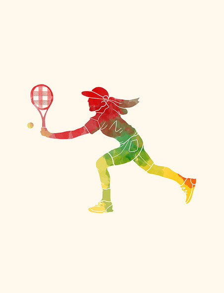 体育运动会彩色网球运动员