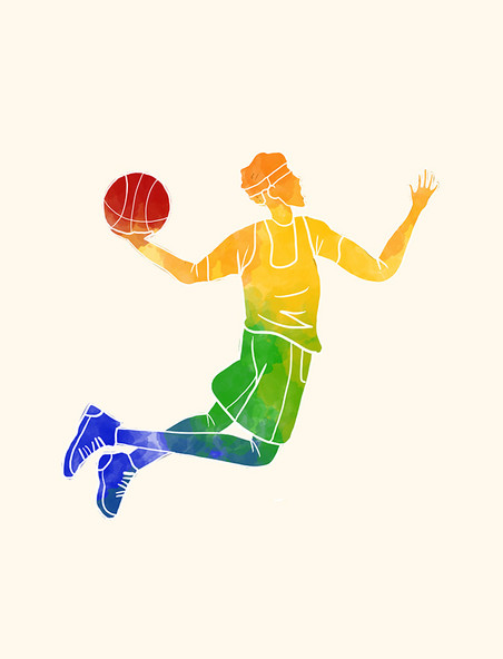 运动会彩色渐变篮球运动员