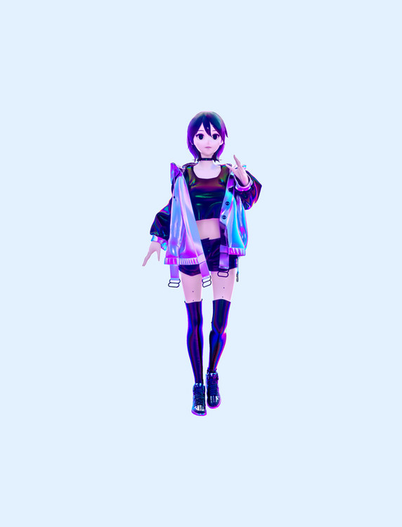 C4D3D立体潮流短发女生