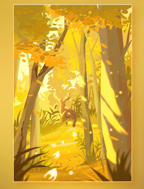 秋天秋季秋分黄色配图森林