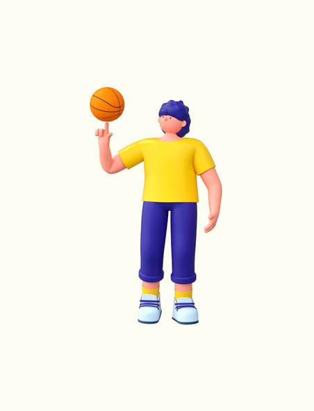 3D立体运动健身锻炼篮球人物元素