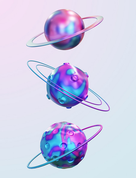 3DC4D立体酸性星球创意宇宙星球酸性简约元素