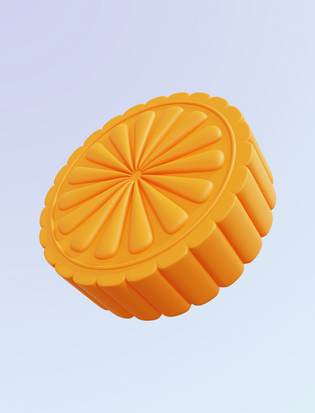 金黄色大月饼创意3DC4D立体中秋中秋节糕点月饼元素