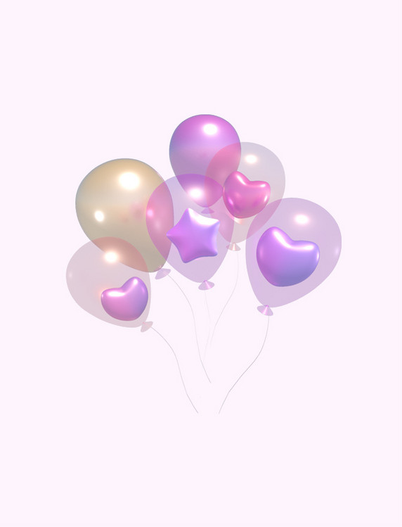 3D立体七夕情人节氛围气球装饰元素