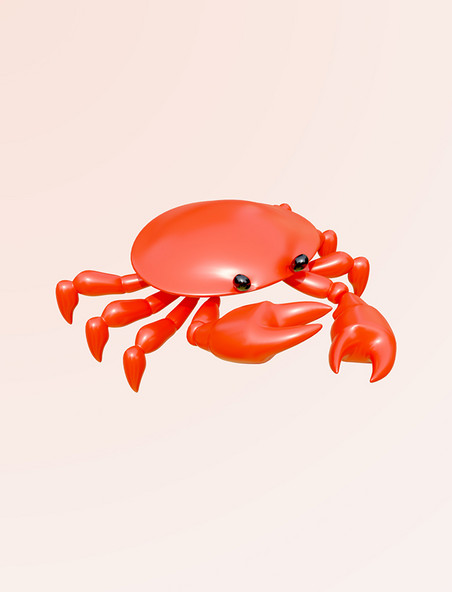 创意可爱卡通3D立体秋天可爱螃蟹大闸蟹元素