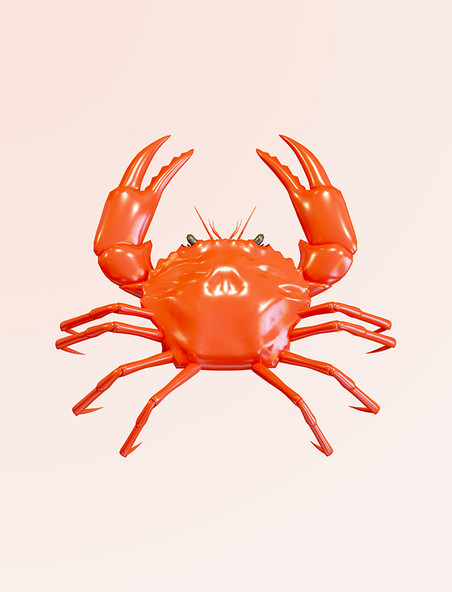 立体简约美食大闸蟹3D立体秋天大闸蟹螃蟹元素
