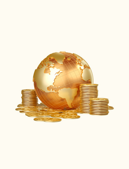 3D金融金币地球全球元素