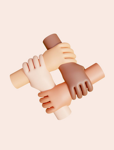 手势3D立体多只手团结互助手势