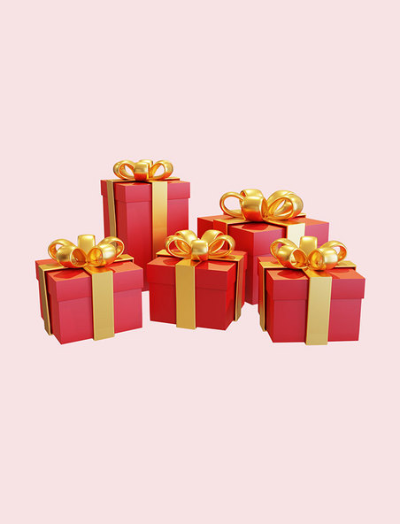 节日礼物3DC4D立体红色礼物盒