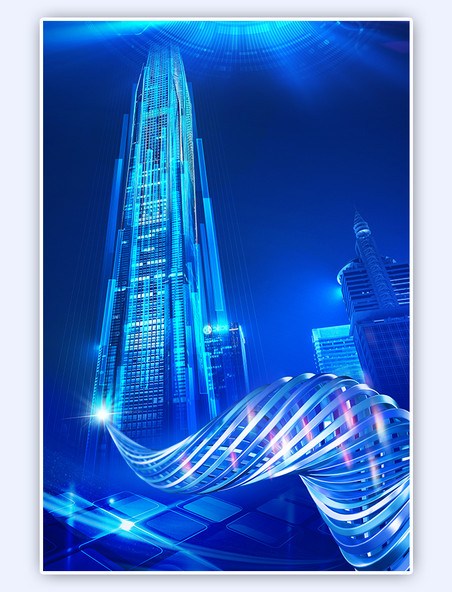 未来建筑科技感蓝色科幻背景