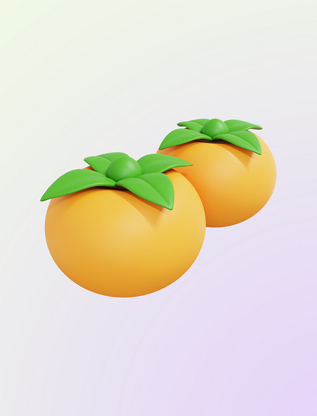 创意仿真水果卡通3DC4D立体秋季成熟果实柿子元素