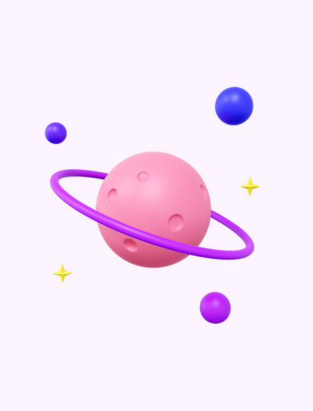 3D立体蓝紫色宇宙星球