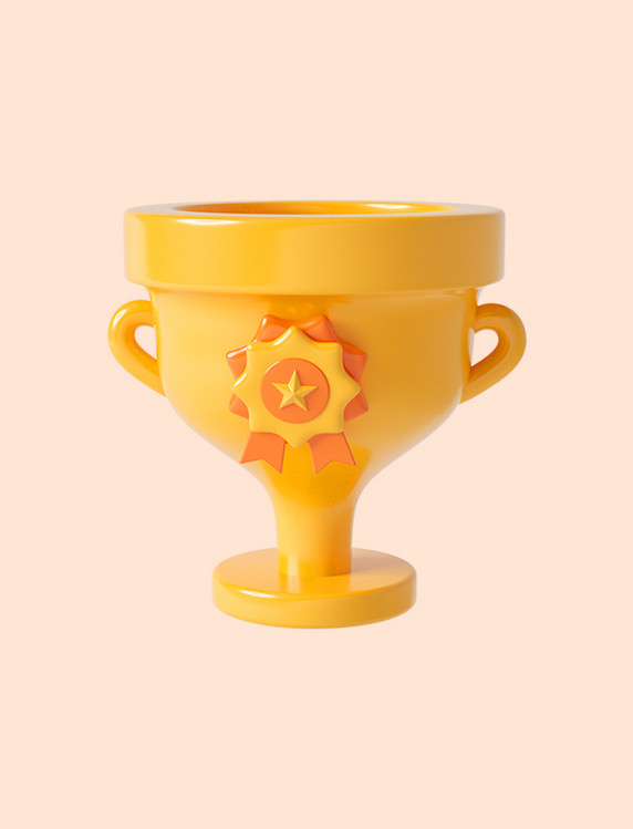 3D立体橙色C4D奖杯