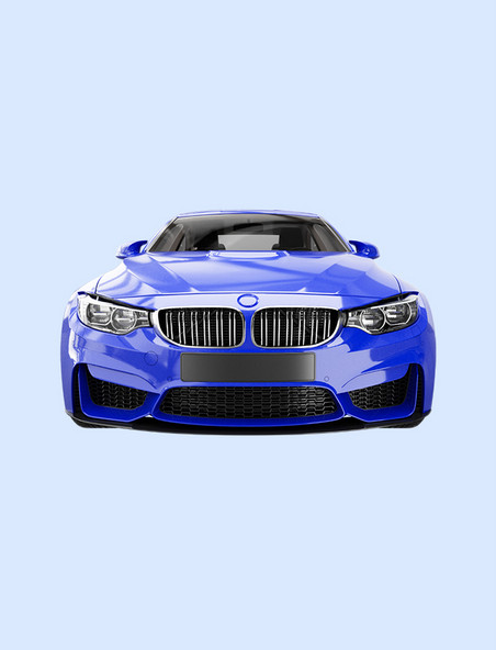 3d立体蓝色轿车元素