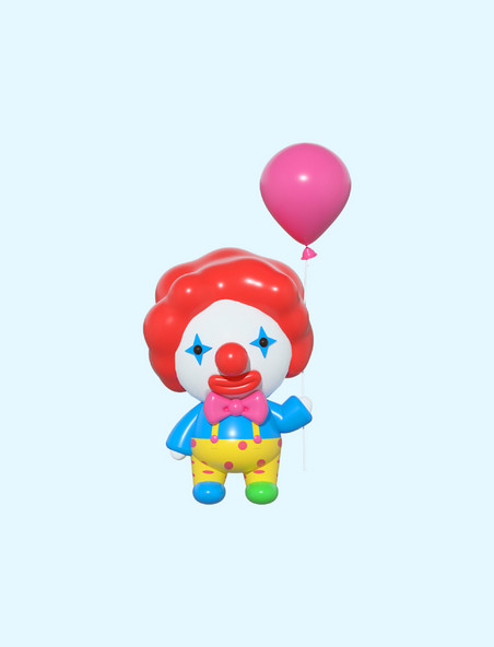 C4D3D立体小丑气球愚人节