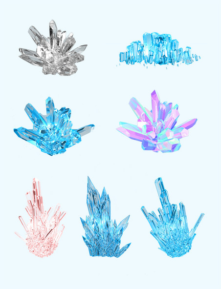 3D立体水晶水晶石元素