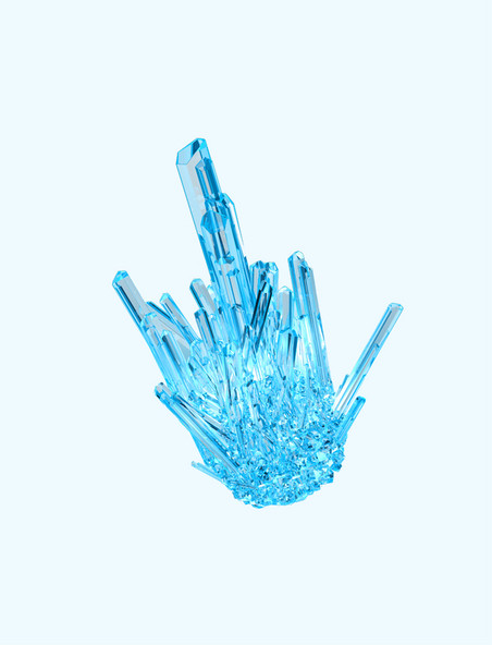 3D立体蓝色水晶元素