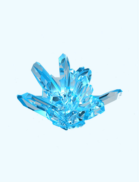 3D立体蓝色水晶元素