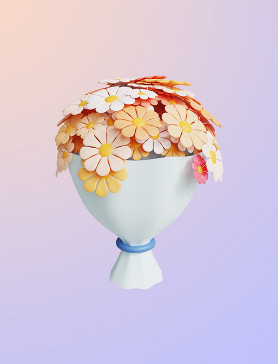 浪漫花束小花瓣简约创意3DC4D立体一束鲜花元素