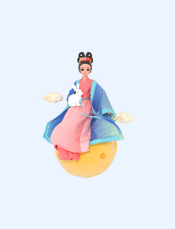 3D立体中秋中秋节月亮嫦娥创意C4D元素