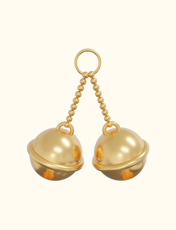 3D立体金色铃铛摇铃