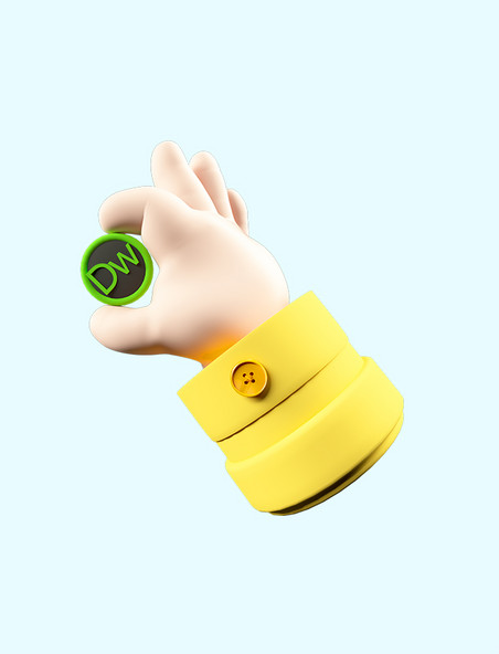 3d立体可爱小手与软件lcon建模设计手势设计手势黄色DW