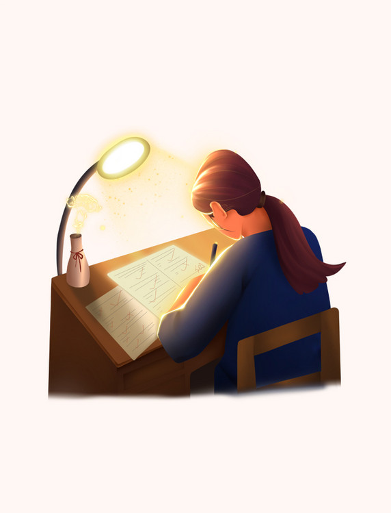 教师教师节老师伏案背影元素
