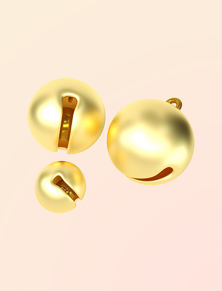 圆形创意金属装饰点缀小铃铛3D立体铃铛金色铃铛圆形铃铛元素