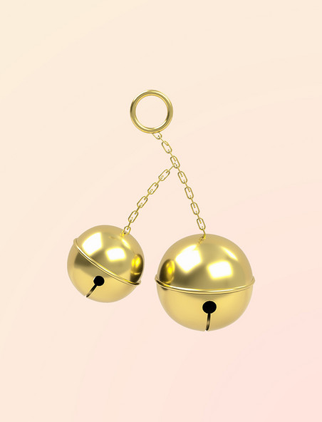 金属简约钥匙扣装饰小铃铛3D立体金色铃铛元素