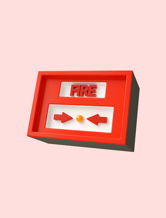 3D立体红色C4D卡通消防