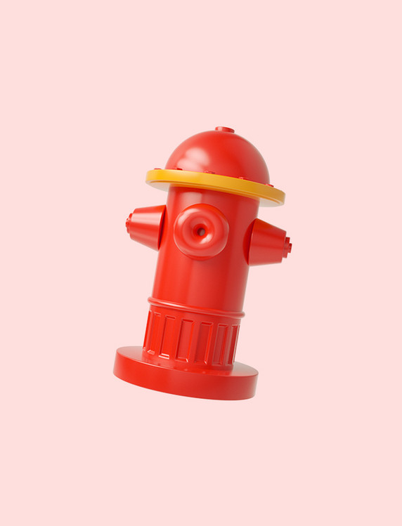 3D立体红色C4D卡通消防栓