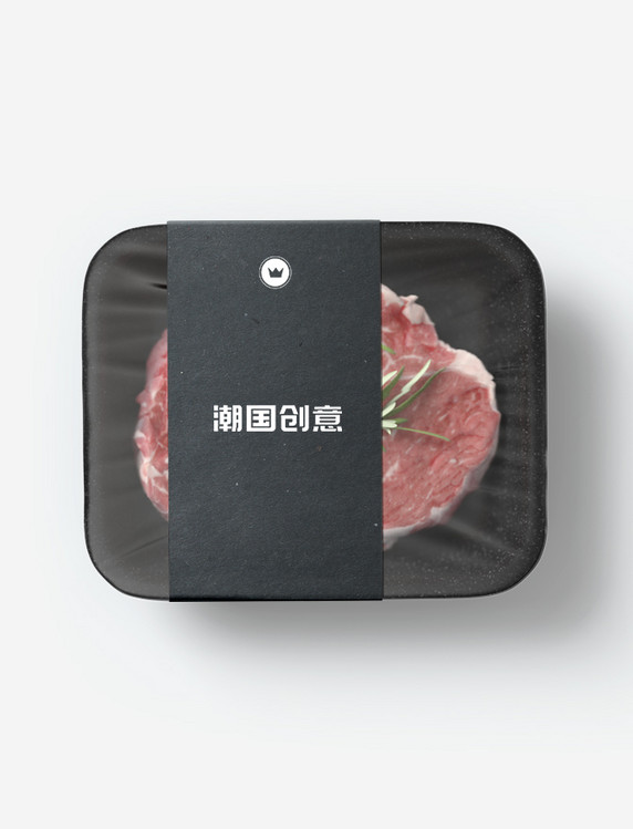 包装展示冷冻猪肉黑色创意样机