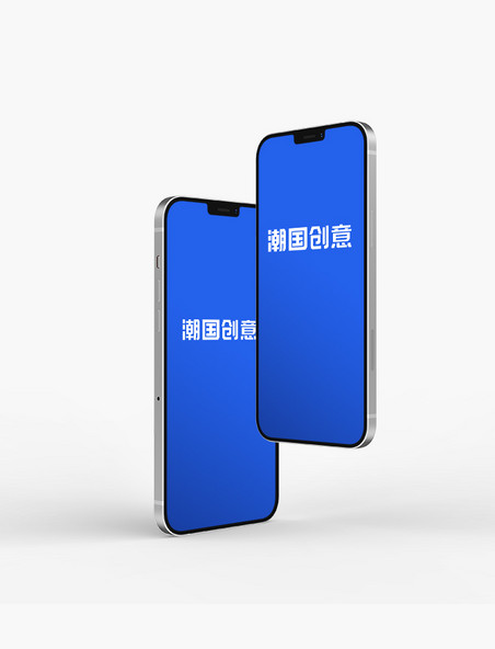 手机展示iPhone12样机苹果12样机智能手机设计模板展示蓝色简约风格样机