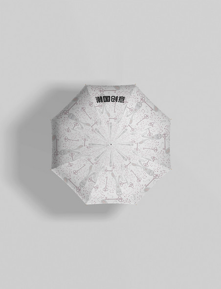 雨伞模板素材花纹灰白色简约风格logo样机