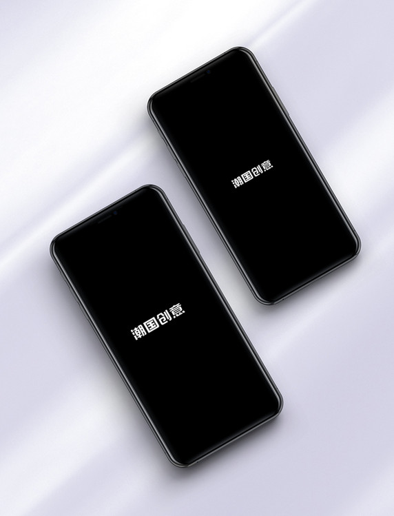 黑色iPhone XS手机智能手机屏幕贴图展示样机模板