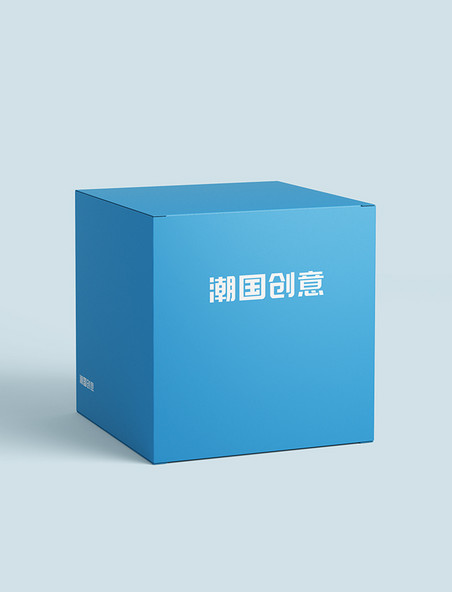 包装设计大气 桌面竖立盒子 包装样机图片 蓝色大气盒子样机展示