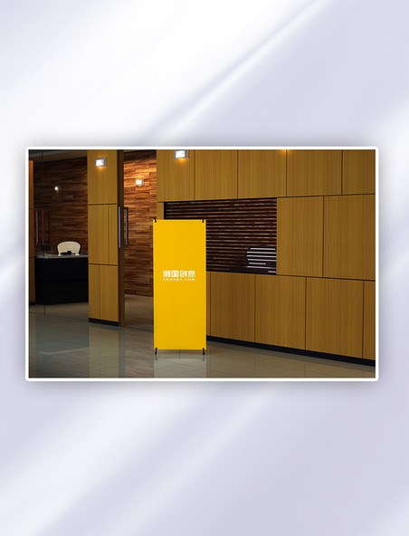 展架样机室内展架易拉宝设计展示模板黄色创意大气风格样机