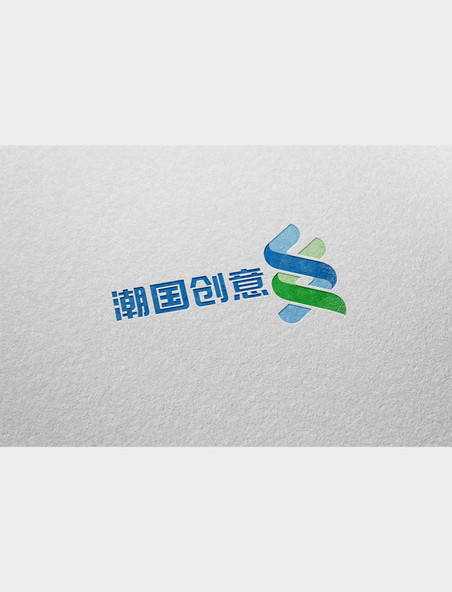 标志展示创意简约纸上蓝色logo标志素材样机