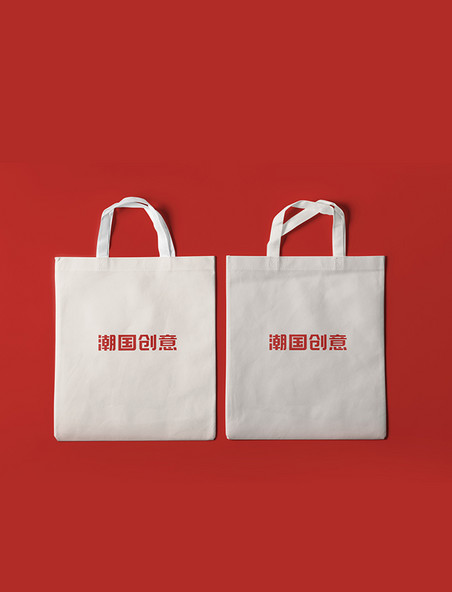 企业文化 创产品手提袋红色国潮样机