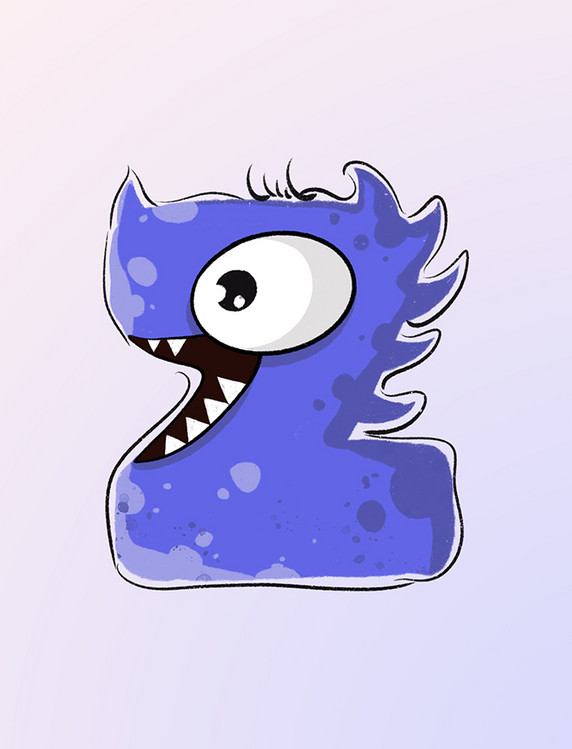 简约卡通英文字母Z怪兽创意设计元素