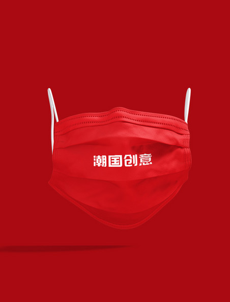 企业文化品牌形象口罩红色样机
