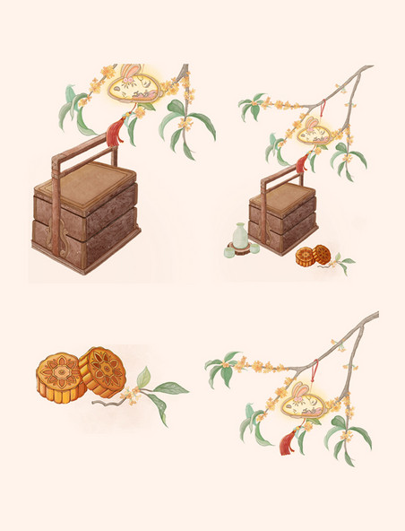 古风中秋节中国风桂花树食盒