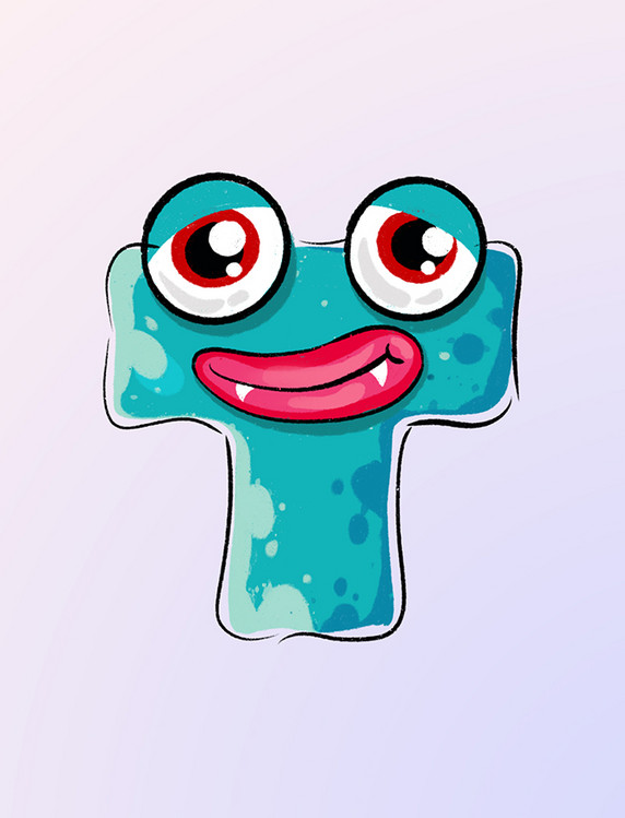 大嘴唇创意设计英文字母t怪兽创意设计元素