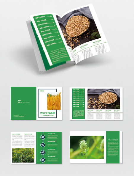 农产品画册绿色大气农业宣传画册设计PSD模板画册封面