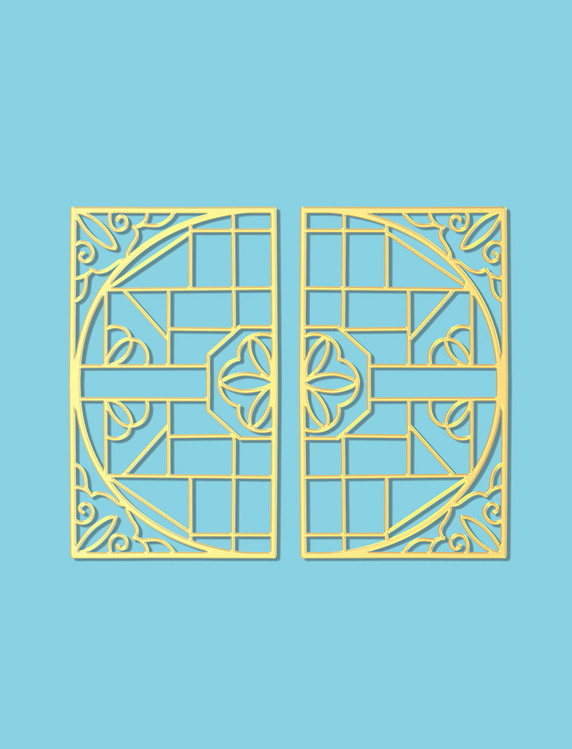 中式花纹立体浮雕窗户