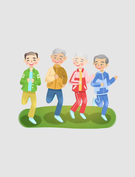 重阳节健身老人运动跑步